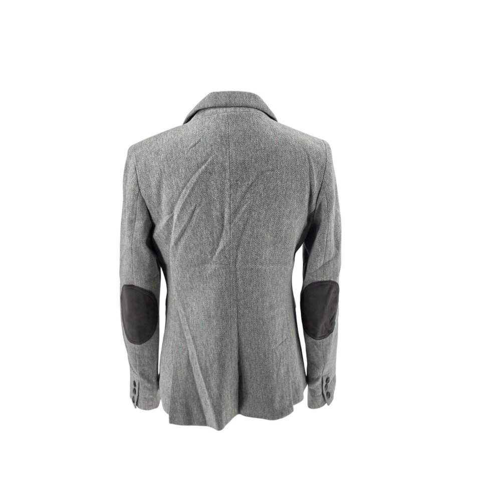 Loft Womens Gray Herringbone Blazer With Elbow Patches Size 6 - Picture 2 of 11